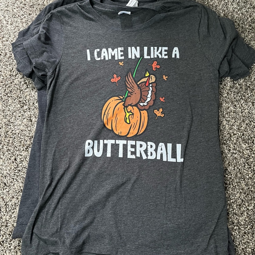 Gray Graphic T-Shirt with Pumpkin Design